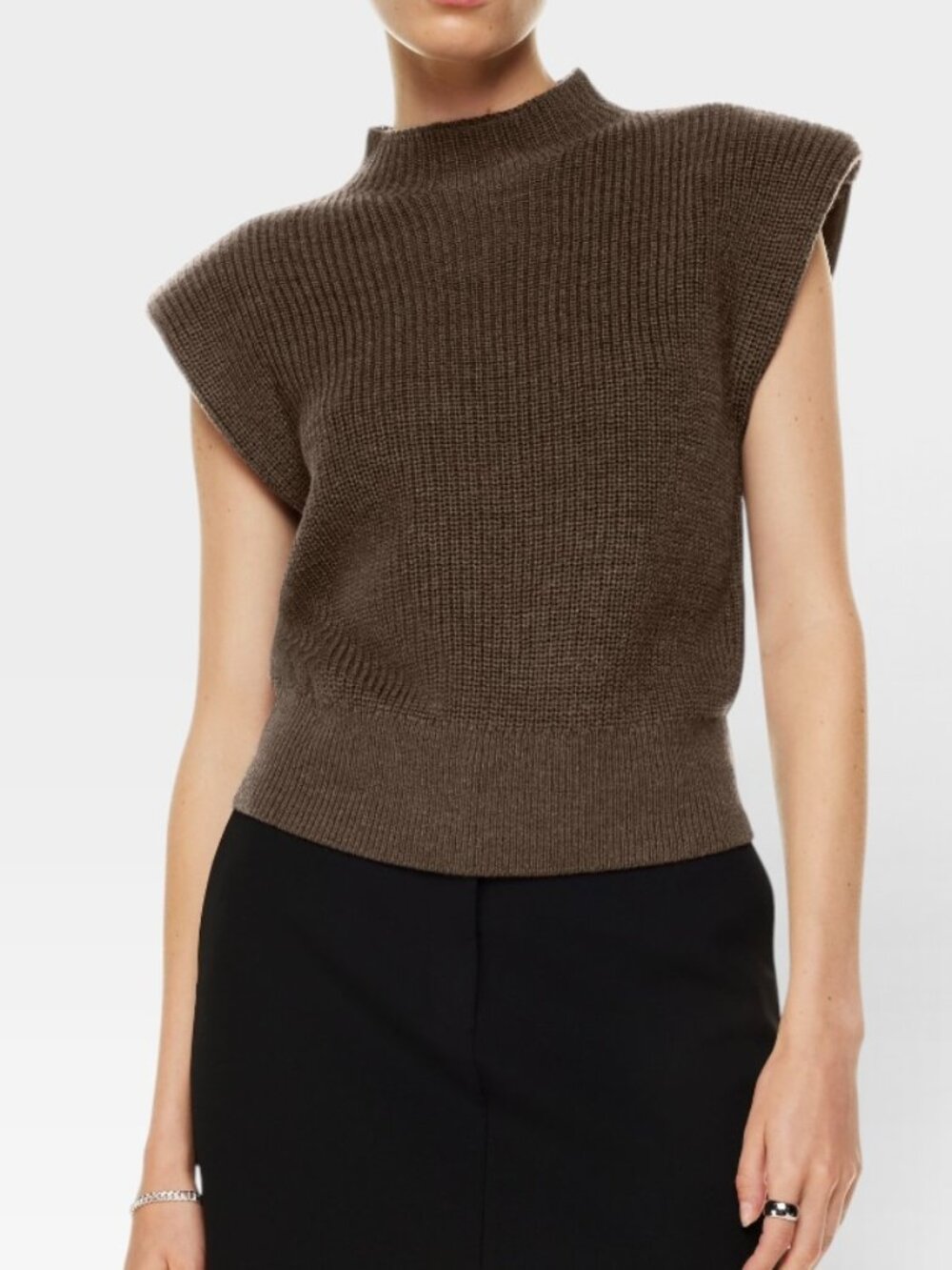 Aritzia Babaton Hazlitt Wool Sweater Vest Chocolate Brown